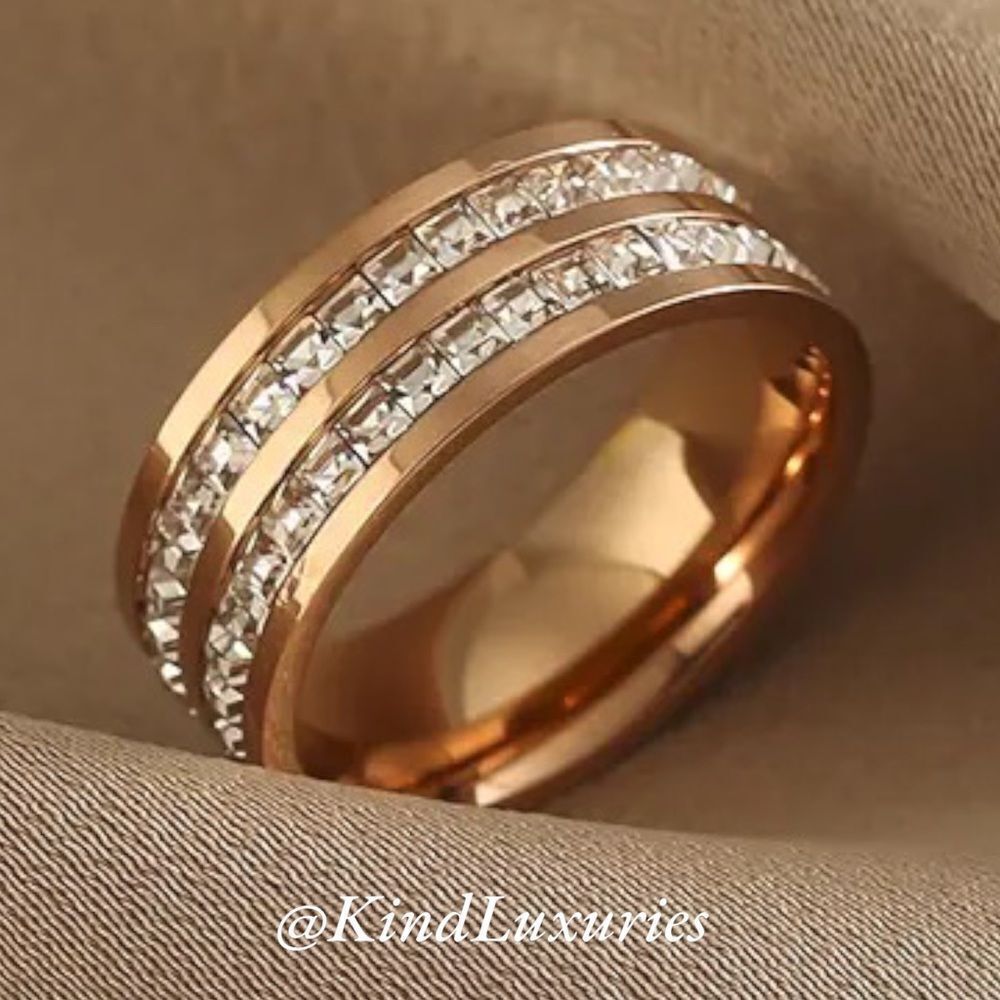 💎282💎  14k Rose Gold Diamond Double Row Eternity Ring Band Kind Luxuries